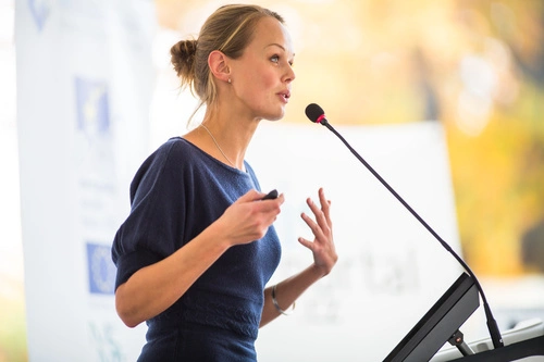 A person giving a speech