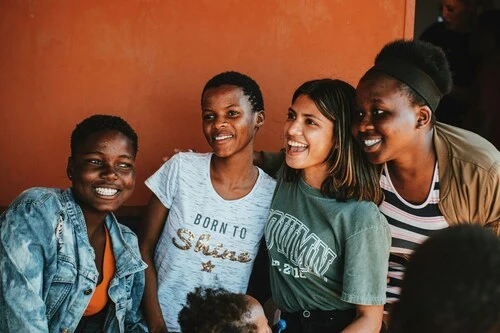 Four happy African people
